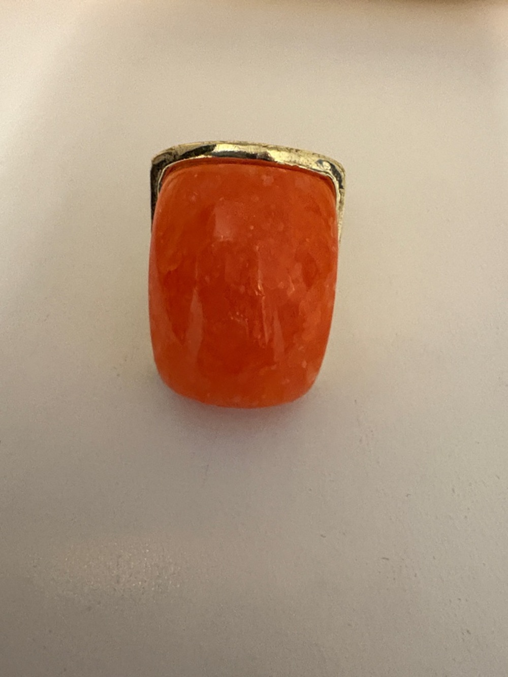 Gold-Tone Orange Cabochon Cocktail Ring - Women Jewelry